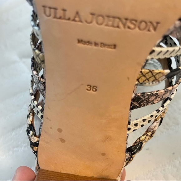 ULLA JOHNSON Animal Print Snake Multicolor Strappy Leather Rayna Heel Sz 36/5.5 - Picture 10 of 10